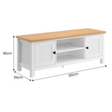 Sarantino Gio TV Stand Cabinet Cupboard in White and Natural Wood Finish TVS-064-02-WHN