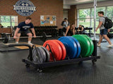 Centra Horizontal Bumper Plate Rack with Wheels Barbell Weight Storage Holder SP1093-BK-AU