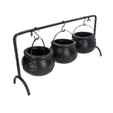 Halloween Cauldron Decorations ABS Iron Flame Pattern Mysterious Black Witches Candy Bucket for Home V1294-YM0901-3115230087911