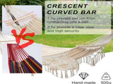 2-Person Bohemian Hammock with Fringes, 500 lbs Capacity, Cotton, Portable for Garden Patio Camping, V1188-MS-325-0987