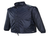 HUSKI STRATUS RAIN JACKET Waterproof Workwear Concealed Hood Windproof Packable - Navy Blue V563-918032-STRATUS-NVYBLU-5XL