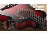 Alpha 34 Inch Classical Guitar Wooden Body Nylon String Beginner Kids Gift Red GUITAR-D-34-RED