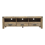 TV Cabinet with 3 Storage Drawers with Shelf Solid Acacia Wooden Frame Entertainment Unit in Oak V43-TVC-NOW-OAK