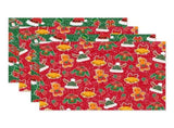 Gift Wrapping Paper Style WZ025 - Red & Green Reindeer & Gingerbread Man Design V1192-D62
