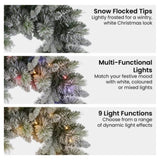 Christabelle 76cm Christmas Wreath Snowy Stamford Spruce with LED Lights Front Door Decoration 112_NATSS76