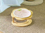 Ceramic Pet Feeder with Wood Stand Tilted Cat Bowl for Comfortable Eating, Anti-Tip DesignZhudian V1385-FTCWW-ZM-001