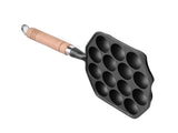14-Hole Takoyaki Pan, Non-Stick Cast Iron Octopus Meatball Mold, Detachable Handle V1263-JX-2983