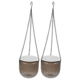 2Pcs Hang Planter Self Watering Grey Plastic with Drainage for Terrace and Patio Porch V1369-AZ3-W-15679