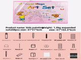 Blue 208-Piece Kids Art Set with Built-in Trifold Easel Drawing and Painting Kit for Students with V888-ELOSUNG43179