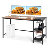 1.4m Computer Table Desk Book Storage Student Study Home Office Workstation Vintage Oak Finish V255-SIDEBOOKDESK-1.4