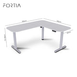 FORTIA Corner Standing Desk, 160x140cm, 72-118cm Sit to Stand Up Electric Height Adjustable, White V219-ADKCORFOR1WTSA