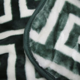 Bloomington 800GSM Greek Key Green Winter Premium Quality 1 Ply Mink Blanket King V442-IDC-BLANKET-800GSMGREEKKEY-GREEN-KI