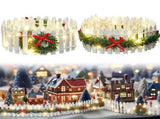 2Pcs Christmas Village Decorative Fences Garden Accessories, Christmas Decorative Picket Fence with V1192-AZ-W-18023
