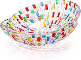 2 Pack Colorful Crystal Glass Fruit Bowls, 10" Hand Painted Woven Art Bowl, Decorative Large Plate V1259-DP01-A-925
