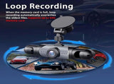 Wireless Dashcam Front and Rear Camera System, Rechargeable 360 1080P Dash Cam No Wires, 4-Channel V1366-AZ2-W-10923