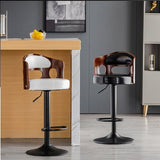 Bar Stools Kitchen Bar Stool Leather Barstools Swivel Gas Lift Counter Chairs- Black V255-BS5105-BLACK