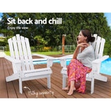 Gardeon Adirondack Outdoor Chairs Wooden Beach Chair Patio Furniture Garden White FF-BEACH-UF-CH-WH