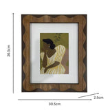 Sitting Lady in Striped Dress Frammed Wall Art 30cm V637-91248WAL