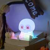 Adorable Mini Skull Night Light, Cute Halloween Decor with Squishy Silicone Body, Tap-Controlled RGB V1341-ZY-52DU9A9N-WARMLIGHT