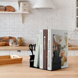 Cookbook Endcaps Black, Slip Mat Cookbook Holders Metal Cookbook Storage Metal Bookends with V1237-MS-626-108