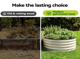 Green Fingers Raised Garden Bed 2 Pack Galvanised Planter Box Rust Resistant 120x60x30cm White GB-OVAL-1206030-WHX2