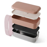 Monbento Mb Sense Original The Two-Tier Metal Food Container Sense Original - Pink Moka V398-MO-70460067