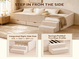 Artiss King Single Upholstered Daybed with Stairs & Storage Drawers, Beige XFSI-DBRK642KS-AB