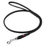 Waudog Leather Round Clip Leash W13MM- L183CM BLACK V256-WD3441-01