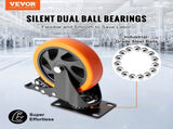 Caster Wheels, 127 mm Swivel Plate Casters, Set of 4, with Security A/B Locking No Noise PVC Wheels, V952-PBJLCSJAZ4J4XPOVCV0