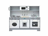 Keezi Wooden Play Kitchen Pretend Kitchen 82cm Kids Toy Food Set Grey PLAY-WOOD-MICROWAVE-GY