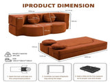 Convertible Folding Sofa Bed / Plush Corduroy Loveseat Couch - Orange V1316-W2353P379629