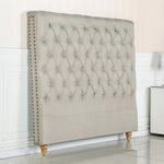 Bed Head King Size French Provincial Headboard Upholsterd Fabric Beige V43-BED-SENKBEG