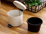 5L Round Lidded Trash Can Foot Pedal Garbage Bin for Kitchen Bathroom Hotel-White V1161-100815