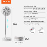 VEVOR 12 Inch Foldable Oscillating Standing Fan with Remote Control, 4 Speed Adjustable Portable V952-CDFS12YCSSSF9DA1CV9