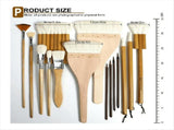 Pottery Brushes for Glazing,15 Pcs Ceramic Brushes Set Wool Bamboon Brushes for Pottery Acrylic V1369-AZ3-W-11830