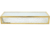 Golden Glass Jewelry Box, Vintage Design, Sturdy Iron Frame, Dust-Proof Lid V1192-AZ-W-19045
