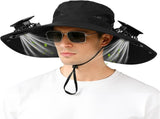 Solar Powered Fan Sun Hat with Dual Built In Fans, Wide Brim Hands Free Hat for Fishing, Beach, V1189-LC-AMZ-00139