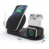 N30 3 in 1 Wireless Charger Qi Fast Charger Stand for iPhone/Samsung/Airpods/Apple Watch-Black V201-W11325558