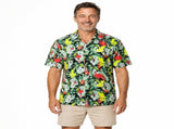 Mens Oahu Hawaiian Party Shirt Button Hippie Tops Short Sleeve Beach Holiday - Water Colour V563-BR-HWNSHT-WTRCLR0503-S