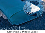 Frosted Magnolia Chic blue 3 Pc Bedspread & Pillow Cover Set V745-AC080380Q13U
