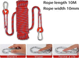 Climbing rope 10 meters - 1000 kg tensile strength - including 2 carabiners - red V1188-MS101-01641-1