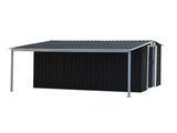 Wallaroo 10x8ft Zinc Steel Garden Shed with Open Storage - Black GSS-BSW-108O-BK