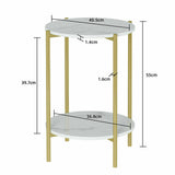 e Store - Marble Sofa Side End Table/Coffee Table with Shelf & Gold Iron Legs V767-XJJ307-GD