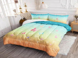 Aqua Sunset Butterfly Dream Comforter Quilted Doona Set V745-AB010897AJ3