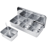 Household 3Grid Stainless Steel Seasoning Box Jar Spice Container Set with Spoons Cover V1294-YM0901-3118200093411