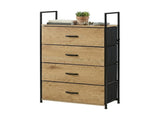 CARLA HOME 4 Drawer Tallboy Large Storage Cabinet - Brown - Rustic - Steel - Chest Drawers Tallboy V178-36454