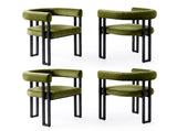 Artiss Dining Chairs Set of 4 Velvet Upholstered Barrel Chairs with Curved Armrests & Back Green UPHO-C-DIN-2553-GNX4