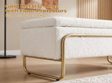 Artiss Storage Ottoman Boucle Padded Seat Footrest Hidden Storage Cream White OTM-C-TED01-CR
