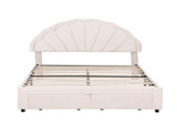 Artiss Double Bed Frame with 2 Storage Drawers Upholstered Velvet Platform Bed LED Headboard BFRAME-G-GLOW-D-WH-AB