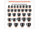 Impact Socket Set Inches 29 Piece Impact Sockets, 6-Point Sockets, Rugged Construction, CR-M0, V952-CJTT34IN29PC00001V0